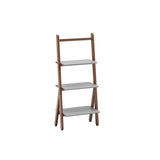 Rustic Timber Finish Ladder Vertical Display Bookshelf Image - 7