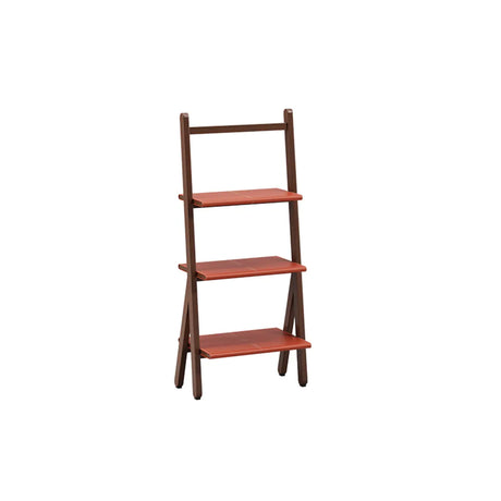 Rustic Timber Finish Ladder Vertical Display Bookshelf Image - 2