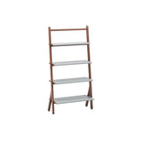 Rustic Timber Finish Ladder Vertical Display Bookshelf Image - 9