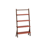 Rustic Timber Finish Ladder Vertical Display Bookshelf Image - 3