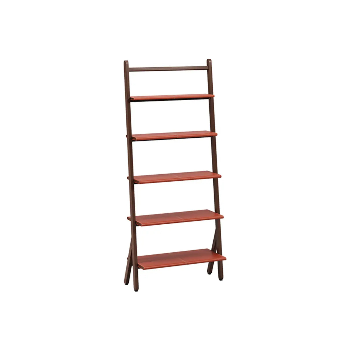 Rustic Timber Finish Ladder Vertical Display Bookshelf Image - 5