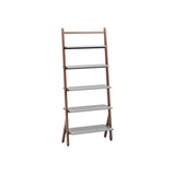 Rustic Timber Finish Ladder Vertical Display Bookshelf Image - 12