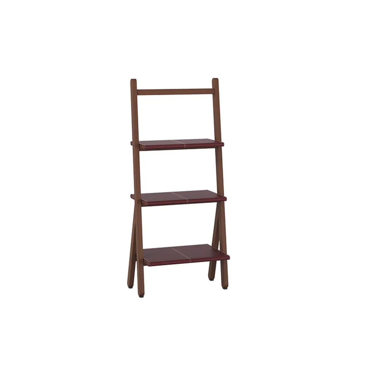 Rustic Timber Finish Ladder Vertical Display Bookshelf Image - 13
