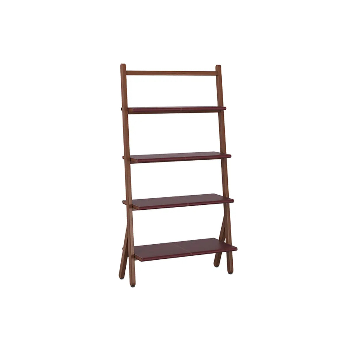 Rustic Timber Finish Ladder Vertical Display Bookshelf Image - 15