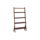 Rustic Timber Finish Ladder Vertical Display Bookshelf Image - 15
