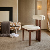 Rustic Upholstered Open Back Dining Chair with Wooden Frame Image - 7