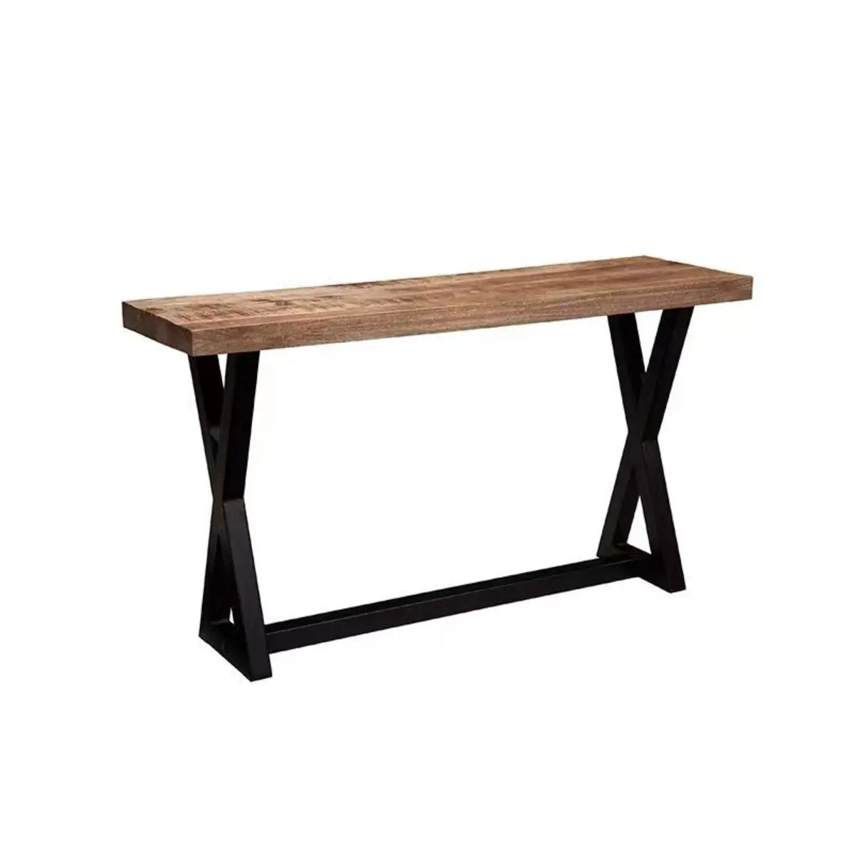 Rustic Versatile Trestle Base Wood Brown Console Table Image - 5