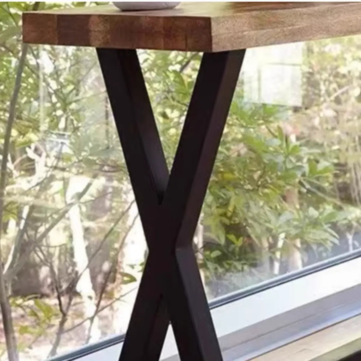 Rustic Versatile Trestle Base Wood Brown Console Table Image - 6