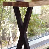 Rustic Versatile Trestle Base Wood Brown Console Table Image - 6
