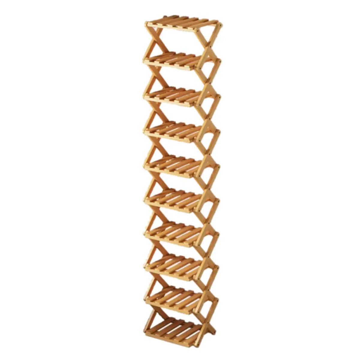 Rustic Vertical Bamboo Corner Brown Multi-Tier Shoe Rack Image - 10