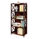 Rustic Vertical Bamboo Rectangle Rack Wood Bookshelf Image - 8