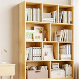 Rustic Vertical Pine Wood 5 Shelves Display Bookcase Image - 10