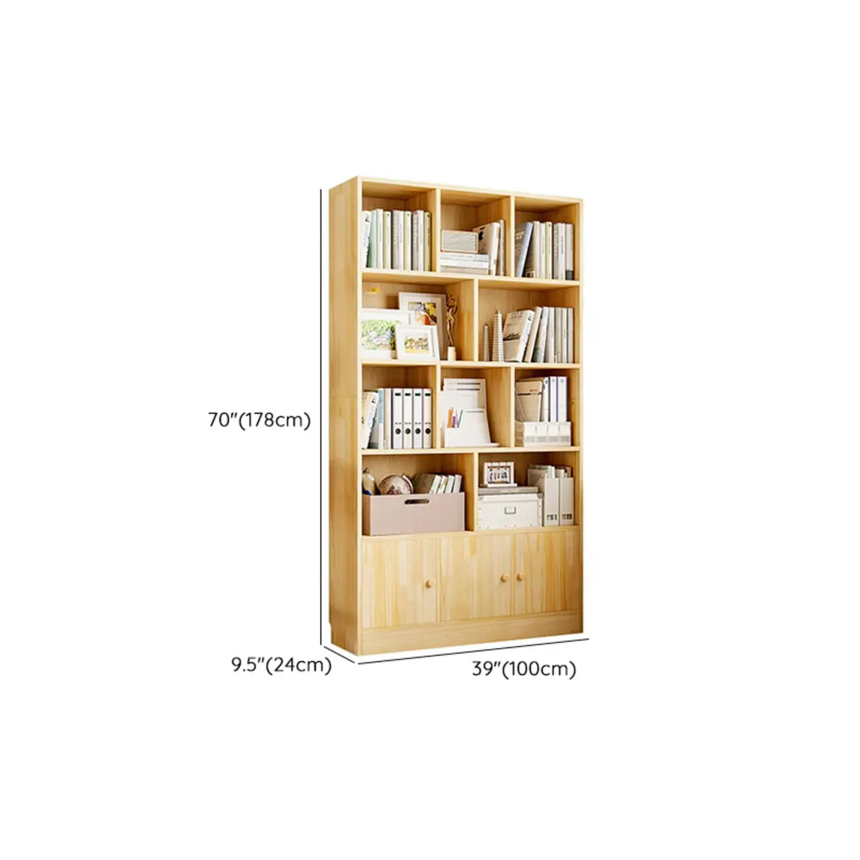 Rustic Vertical Pine Wood 5 Shelves Display Bookcase Image - 18