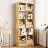 Rustic Vertical Pine Wood 5 Shelves Display Bookcase Image - 3