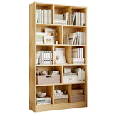Rustic Vertical Pine Wood 5 Shelves Display Bookcase Image - 5
