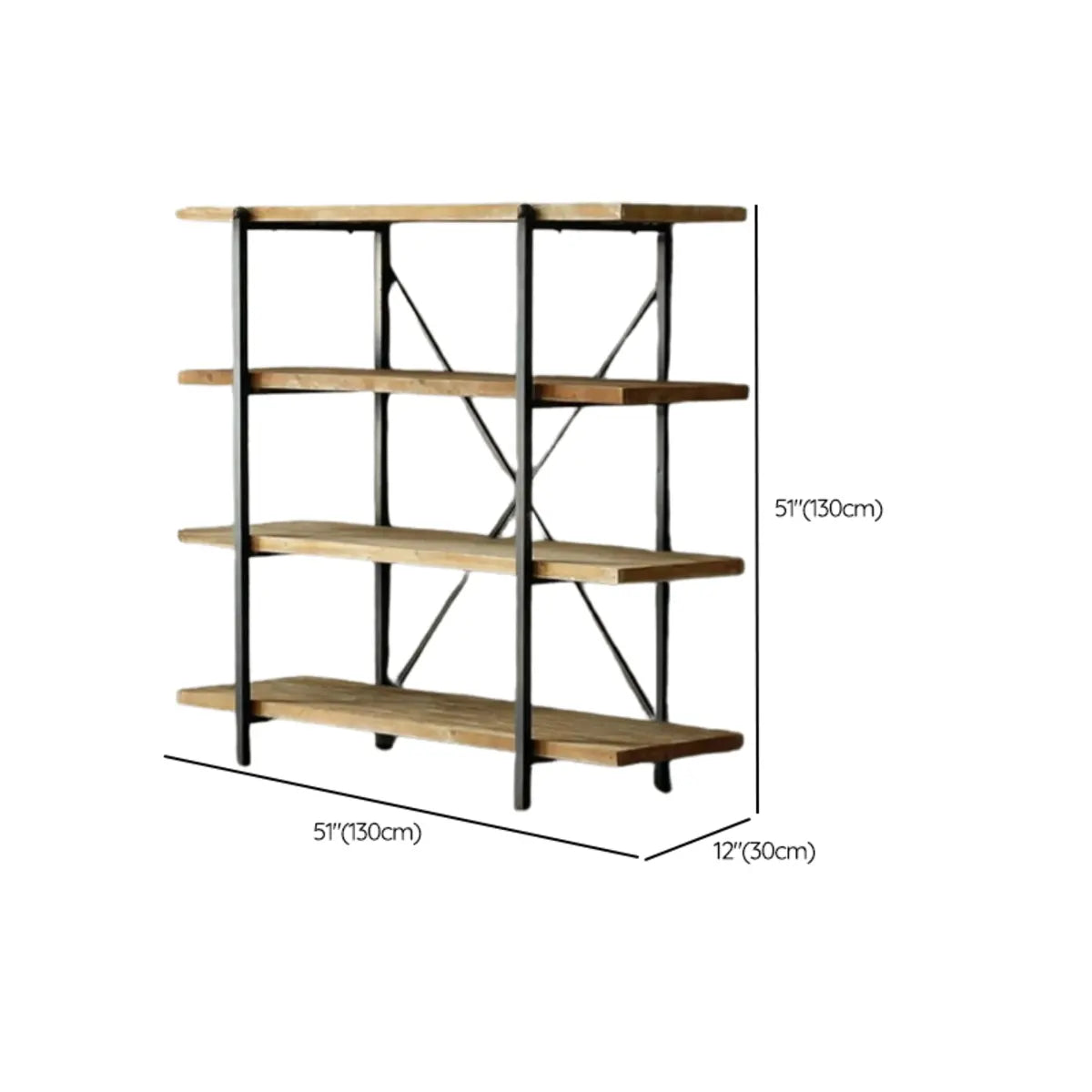 Rustic Vertical Rectangular Wood Metal Display Bookcase Image - 14