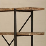 Rustic Vertical Rectangular Wood Metal Display Bookcase Image - 3