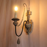 Rustic Vintage Wooden Candle Wall Sconce Light Image - 10