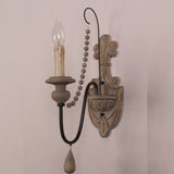 Rustic Vintage Wooden Candle Wall Sconce Light Image - 8