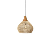 Rustic Wabi Sabi Style Rattan Bamboo Woven Pendant Lights Image - 13