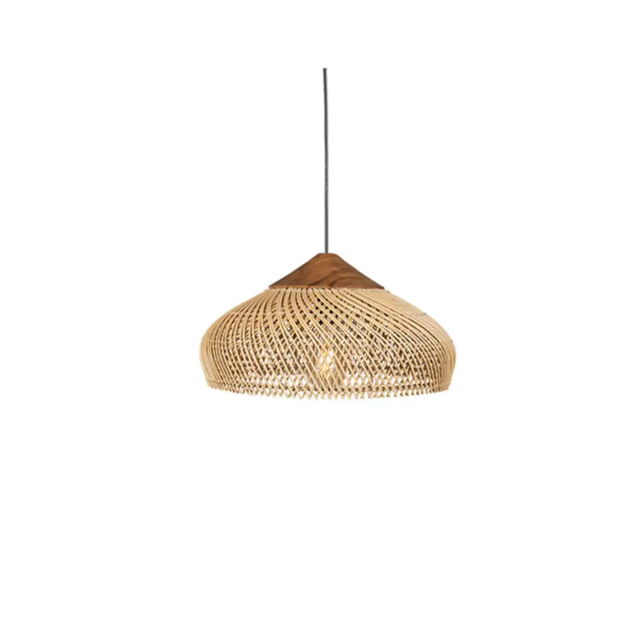 Rustic Wabi Sabi Style Rattan Bamboo Woven Pendant Lights Image - 15