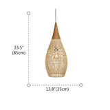 Rustic Wabi Sabi Style Rattan Bamboo Woven Pendant Lights Image - 18
