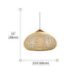 Rustic Wabi Sabi Style Rattan Bamboo Woven Pendant Lights Image - 20
