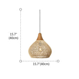 Rustic Wabi Sabi Style Rattan Bamboo Woven Pendant Lights Image - 22