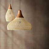 Rustic Wabi Sabi Style Rattan Bamboo Woven Pendant Lights Image - 5