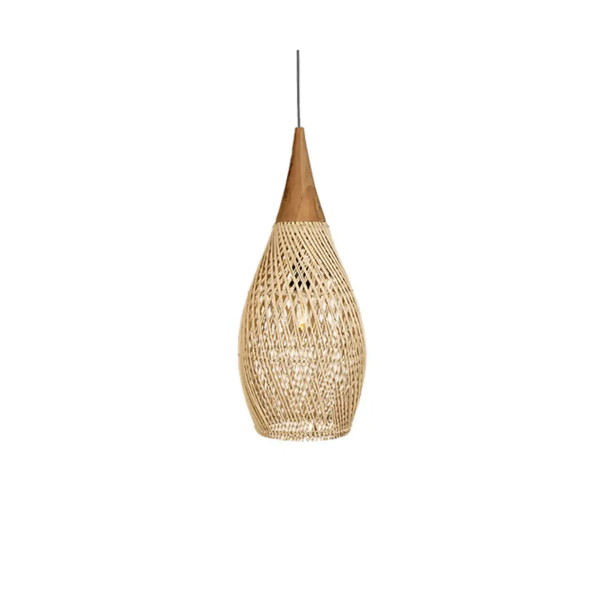 Rustic Wabi Sabi Style Rattan Bamboo Woven Pendant Lights Image - 7