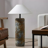 Rustic White Fabric Umbrella Ceramic Floor Lamp Image - 3