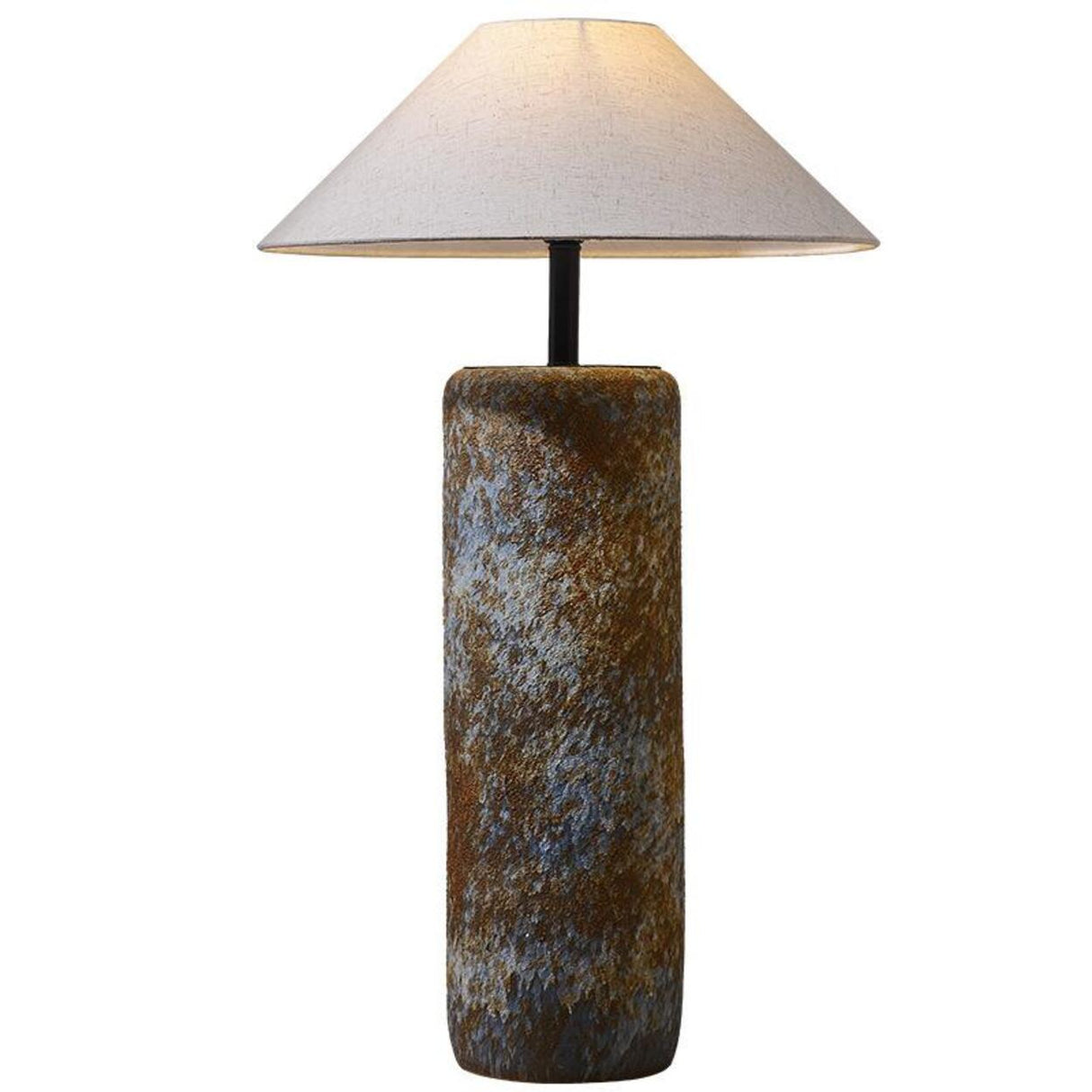 Rustic White Fabric Umbrella Ceramic Floor Lamp Image - 5