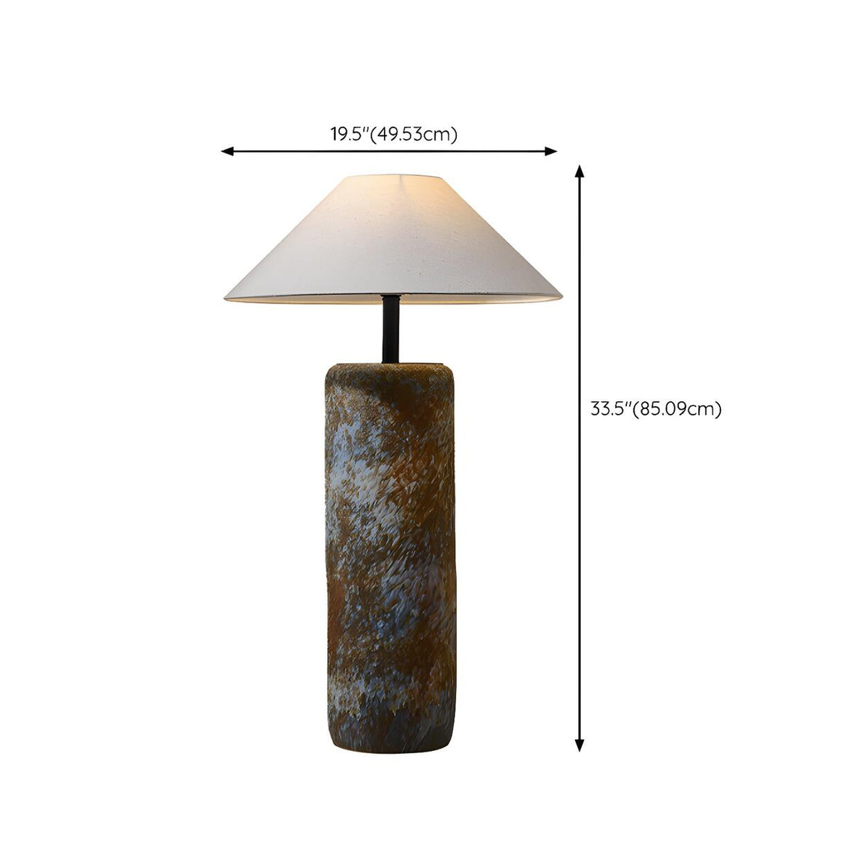 Rustic White Fabric Umbrella Ceramic Floor Lamp 
