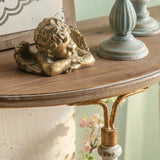 Rustic White Finish Half-circle Wood Console Table Image - 2