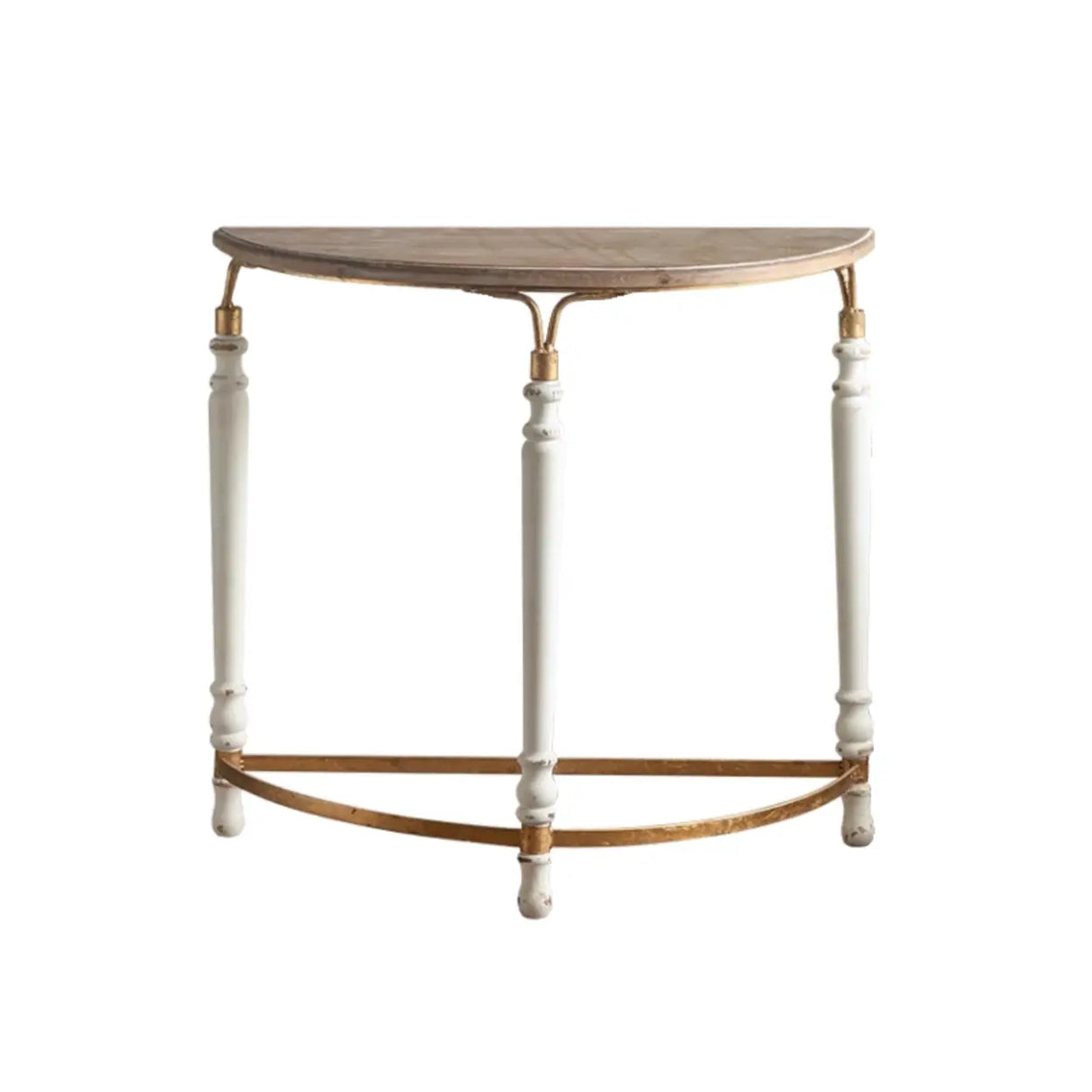 Rustic White Finish Half-circle Wood Console Table Image - 8