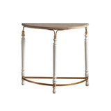 Rustic White Finish Half-circle Wood Console Table Image - 8