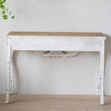 Rustic White Rectangular Wood Standard Console Table Image - 4