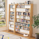 Rustic Wood 9-Layer Adjustable Tall Storage Bookshelf Image - 1