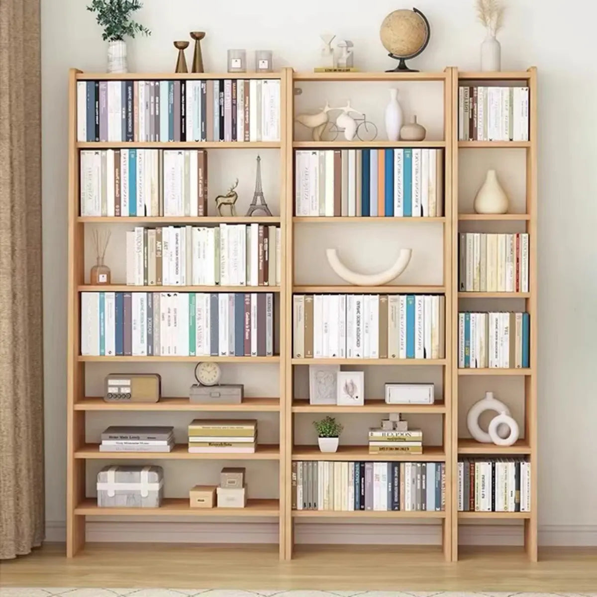 Rustic Wood 9-Layer Adjustable Tall Storage Bookshelf Image - 11