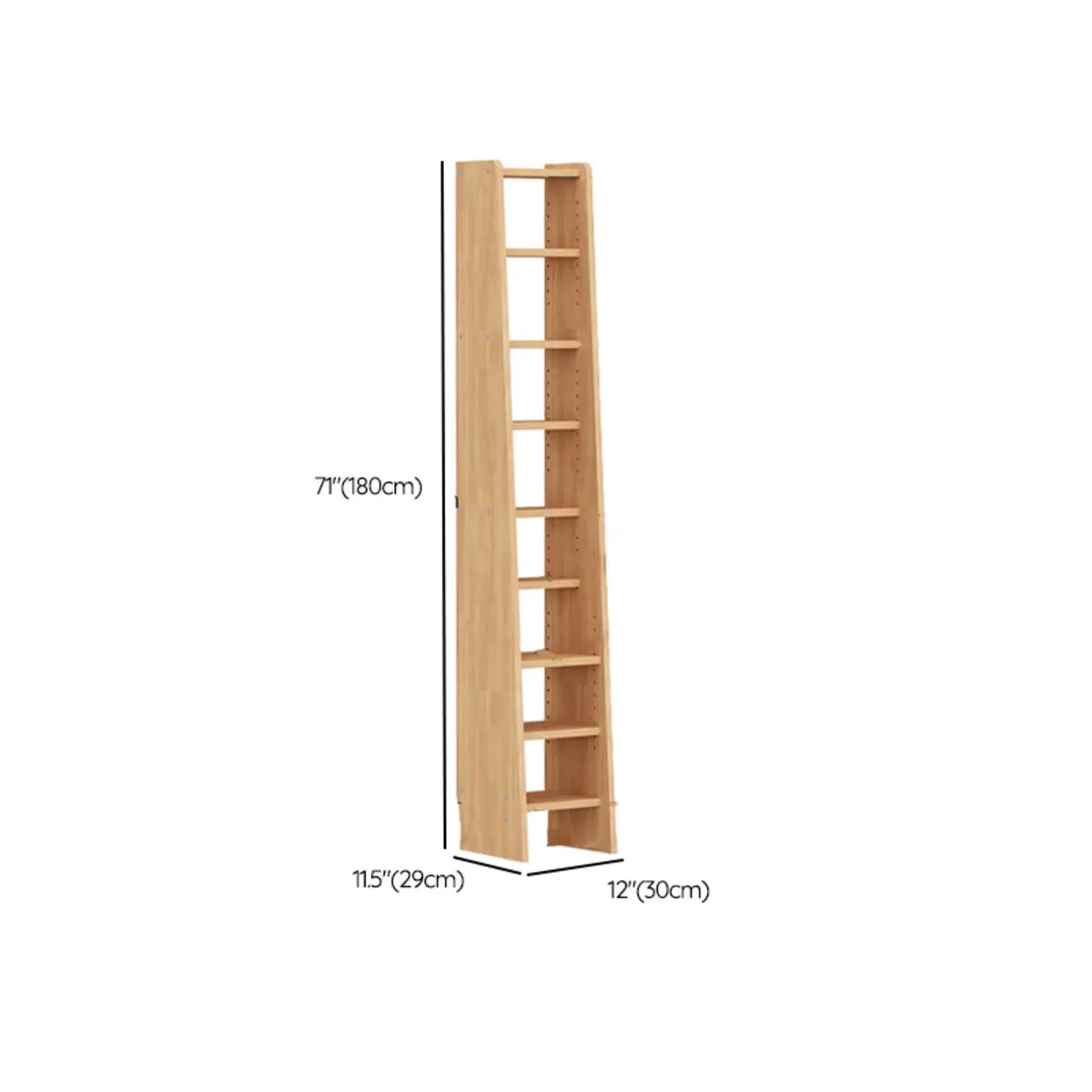 Rustic Wood 9-Layer Adjustable Tall Storage Bookshelf Image - 14