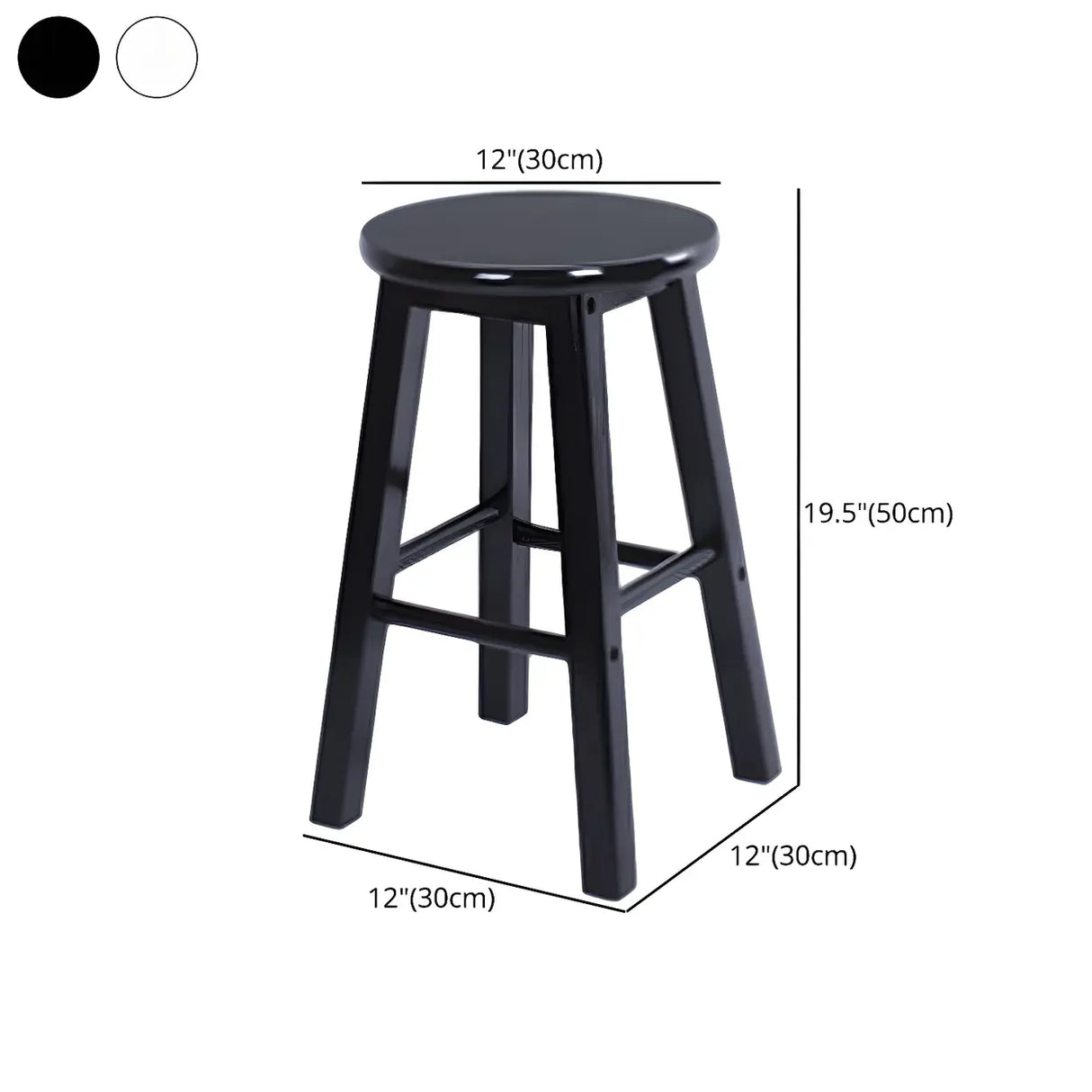 Rustic Wood Black Walnut White Round Bar Stool With Footrest Image - 16