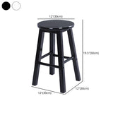 Rustic Wood Black Walnut White Round Bar Stool With Footrest Image - 16