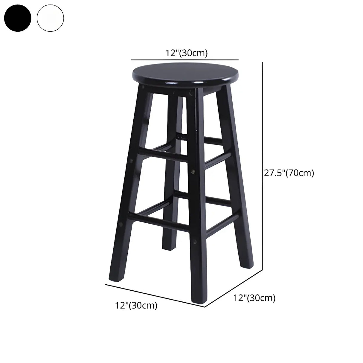 Rustic Wood Black Walnut White Round Bar Stool With Footrest Image - 18