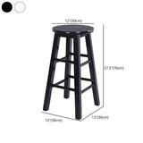 Rustic Wood Black Walnut White Round Bar Stool With Footrest Image - 18