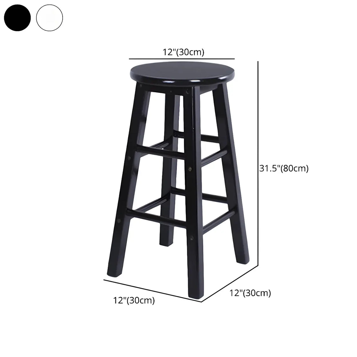 Rustic Wood Black Walnut White Round Bar Stool With Footrest Image - 19
