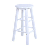 Rustic Wood Black Walnut White Round Bar Stool With Footrest Image - 9
