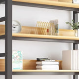 Rustic Wood Multi-Shelf Metal Frame Display Bookcase Image - 12