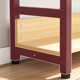 Rustic Wood Multi-Shelf Metal Frame Display Bookcase Image - 14