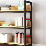Rustic Wood Multi-Shelf Metal Frame Display Bookcase Image - 16