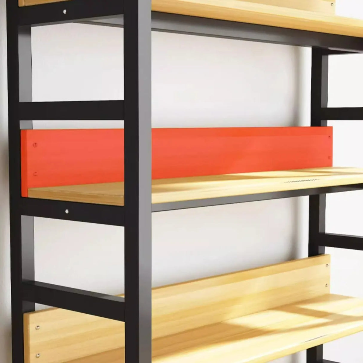 Rustic Wood Multi-Shelf Metal Frame Display Bookcase Image - 17